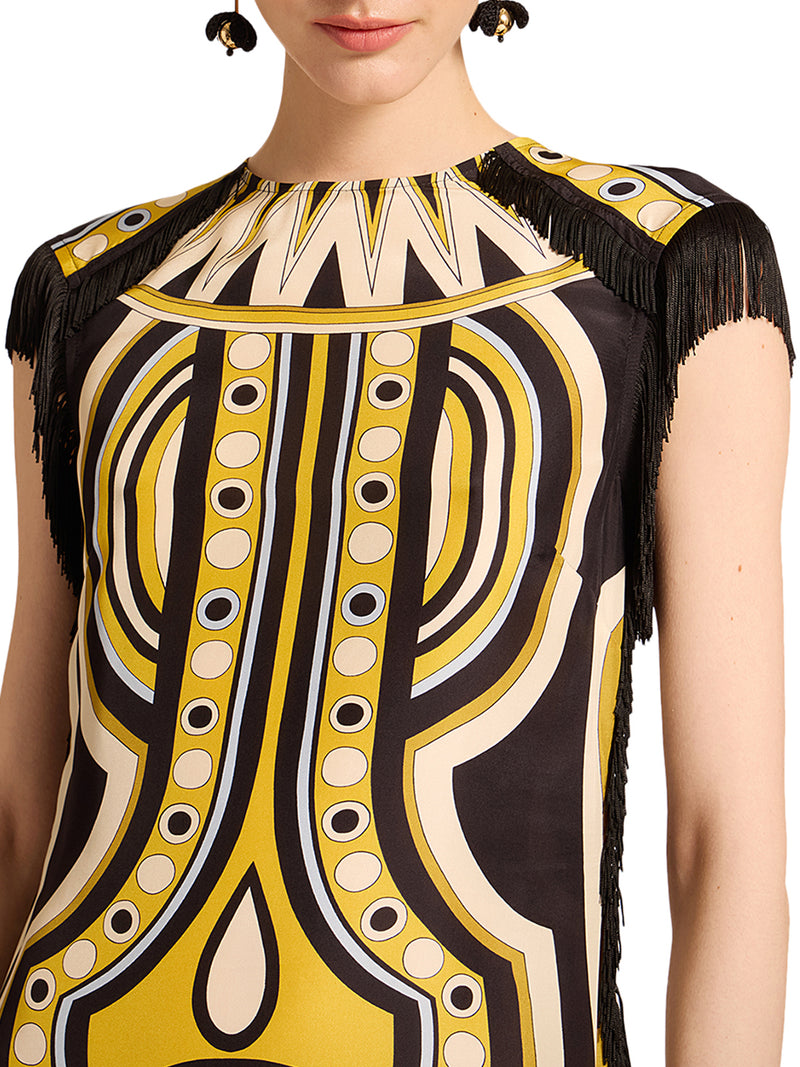 ASYMMETRIC DRESS WITH FRINGES