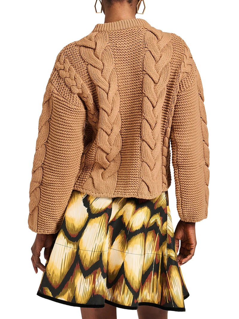 WOOL AND CASHMERE CARDIGAN WITH CABLE KNIT