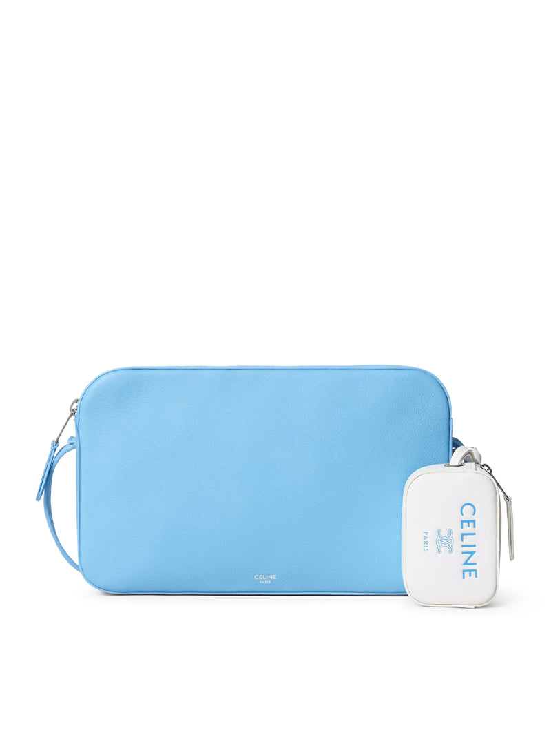 SMOOTH CALFSKIN AND LAMBSKIN CHARM MESSENGER BAG