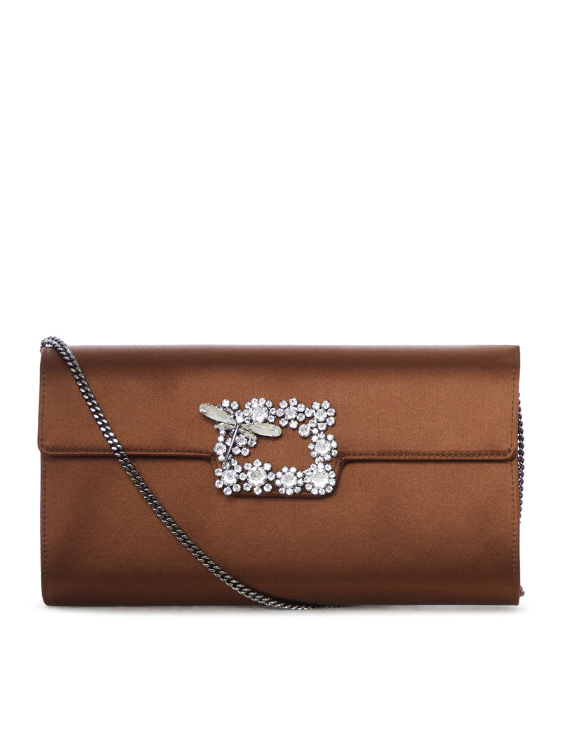 DRAGONFLY FLOW SATIN CLUTCH WITH JEWEL BUCKLE