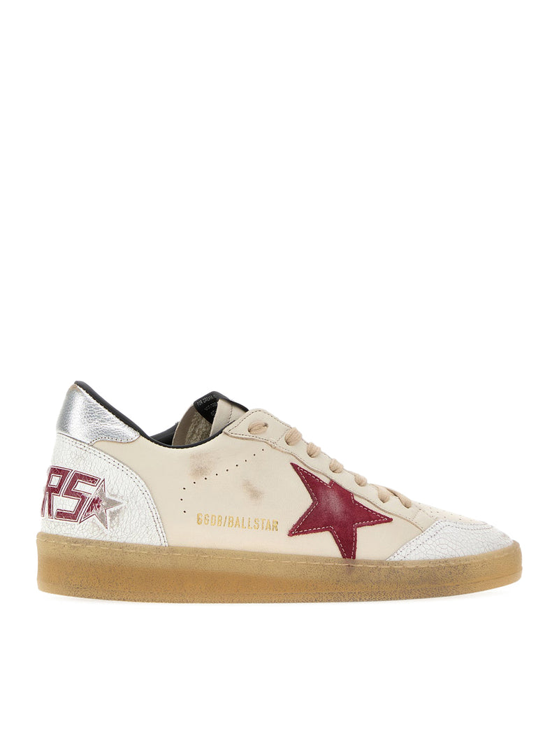 BALL-STAR LEATHER SNEAKERS WITH CRAQUELÉ INSERTS