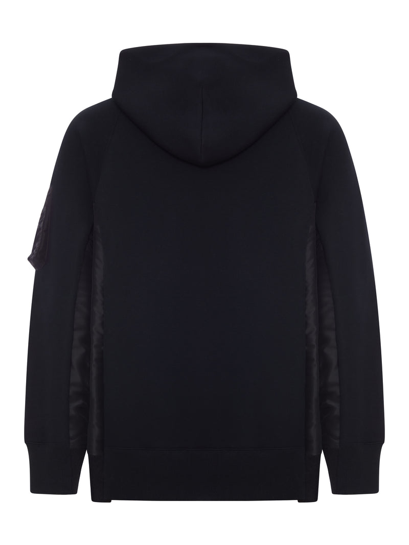 COTTON AND NYLON ZIP-UP HOODIE