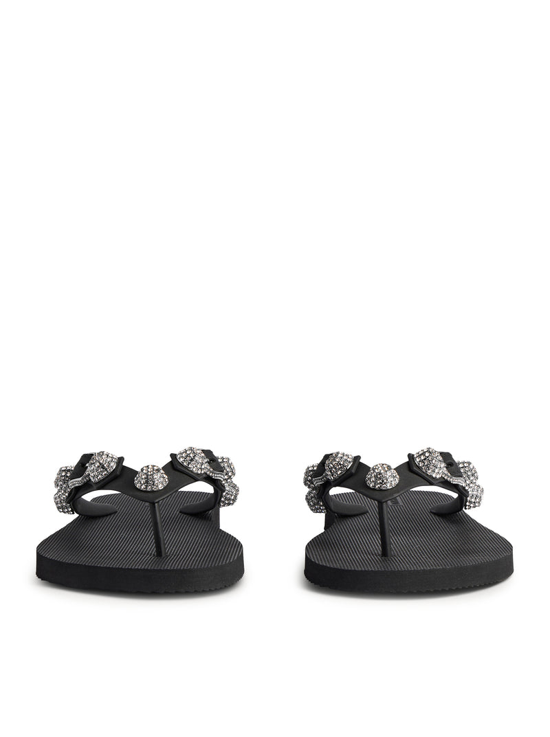 BLACK RUBBER FLIP-FLOPS SLIPPERS