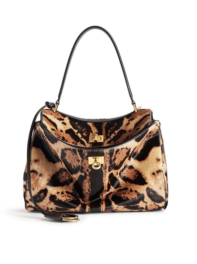 RODEO SMALL LEOPARD PRINT LEATHER HANDBAG