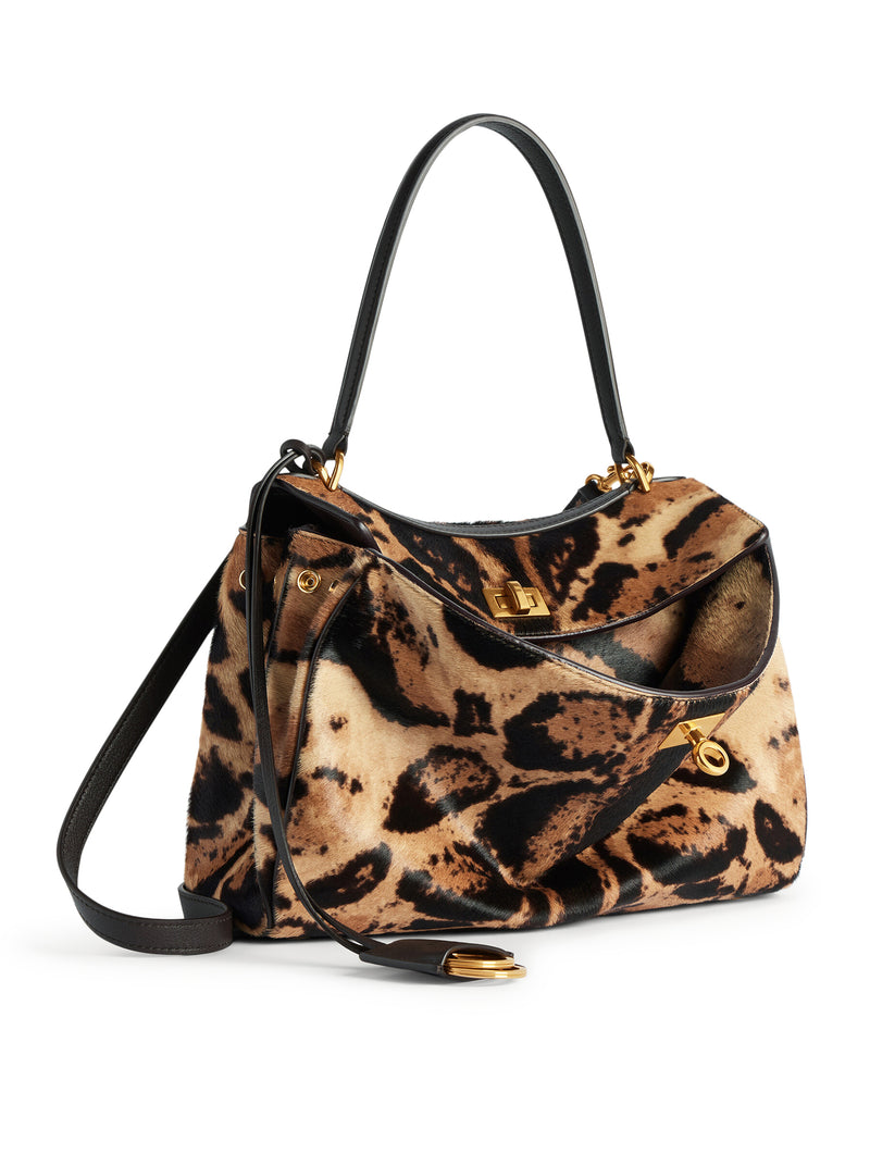 RODEO SMALL LEOPARD PRINT LEATHER HANDBAG