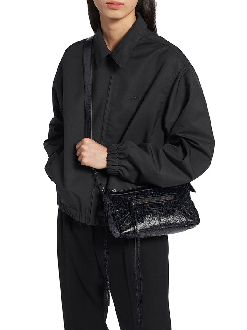 THE CITY MOTO MINI IN BLACK ARENA LAMBSKIN WITH BRASS FINISHINGS