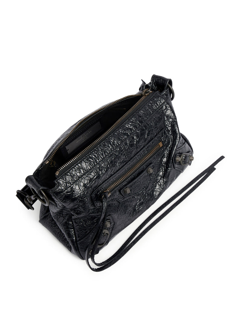 THE CITY MOTO MINI IN BLACK ARENA LAMBSKIN WITH BRASS FINISHINGS