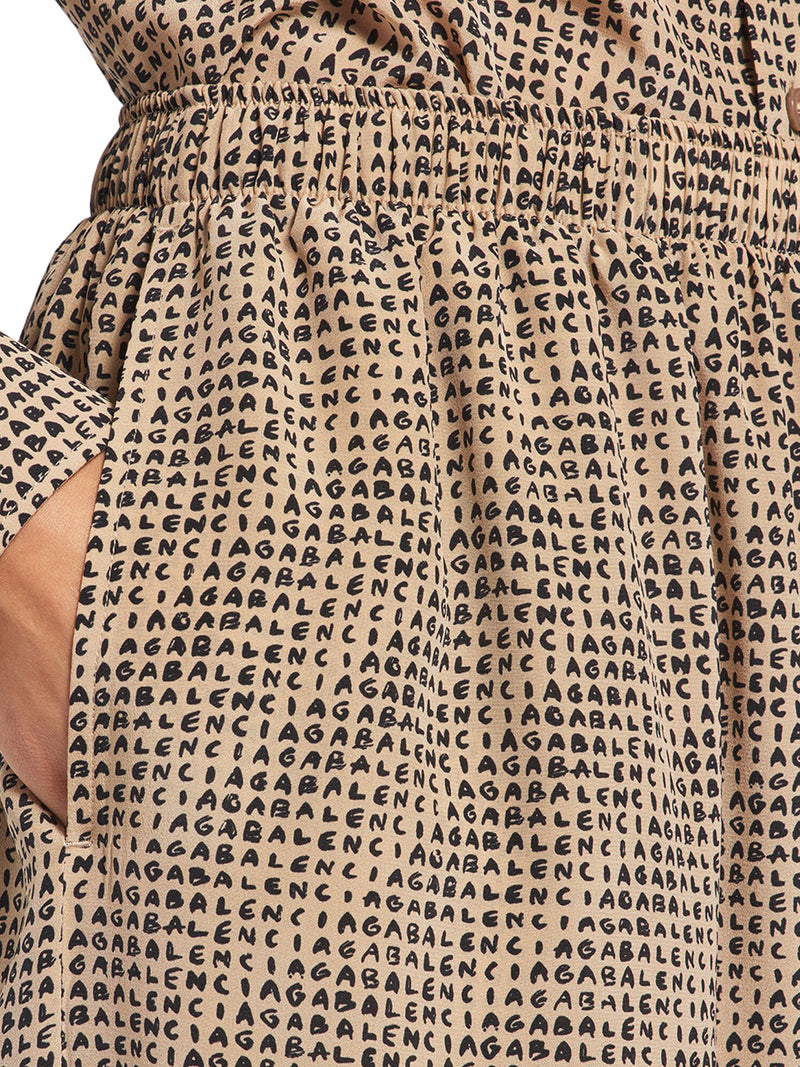 MONOGRAM PANTS IN BEIGE AND BLACK SILK CREPE