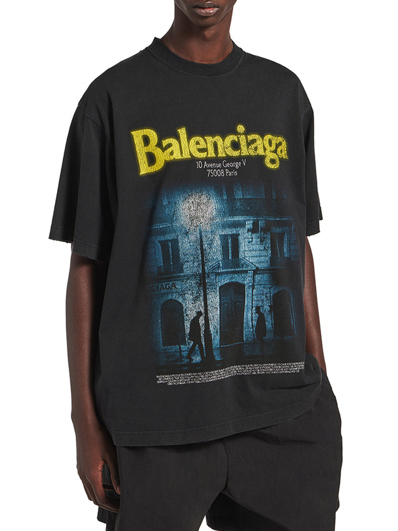 THE ADDRESS MEDIUM FIT T-SHIRT IN WASHED BLACK