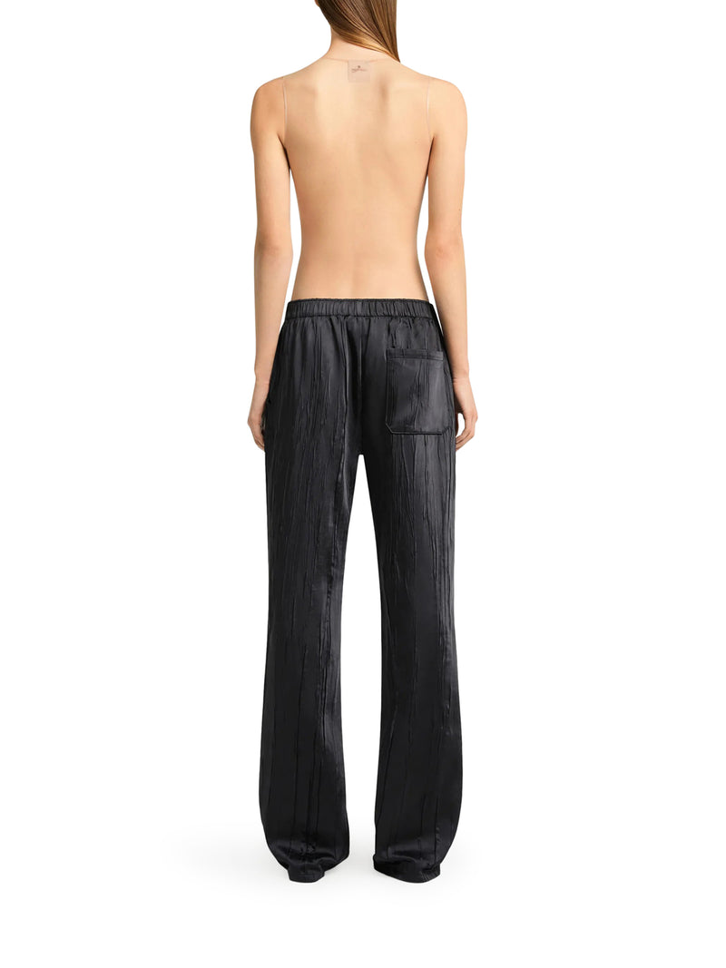 WIDE-LEG CRUSHED SATIN TROUSERS