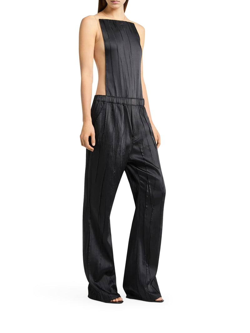 WIDE-LEG CRUSHED SATIN TROUSERS