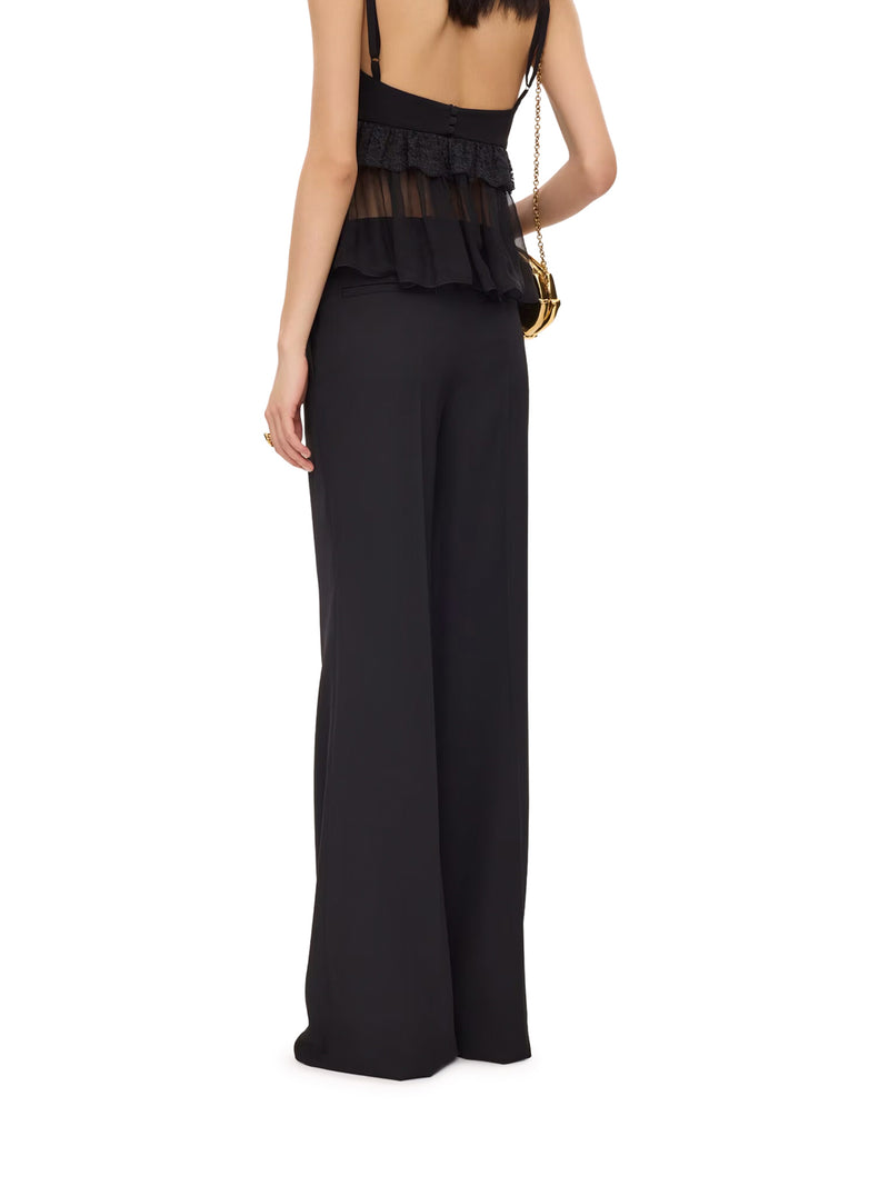 HIGH-RISE FLARED PANTS IN WOOL GRAIN DE POUDRE