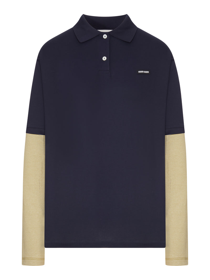 COTTON JERSEY LAYERING POLO SHIRT