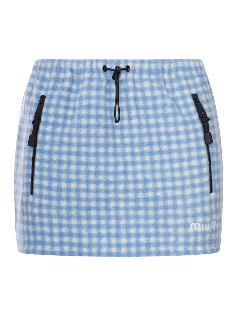 GINGHAM FLEECE MINISKIRT