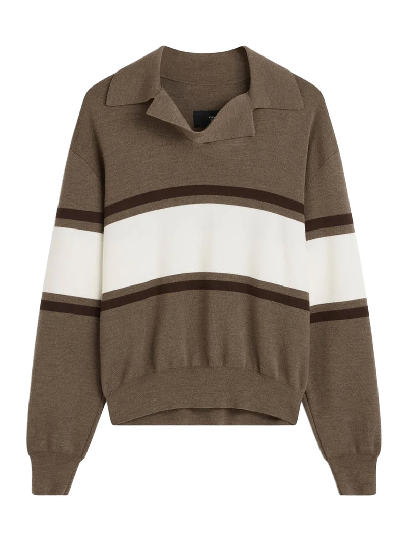 OPEN-COLLAR WOOL POLO SWEATER