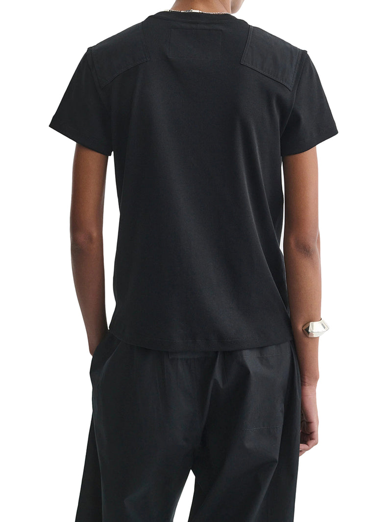BLACK COTTON PATCHED T-SHIRT