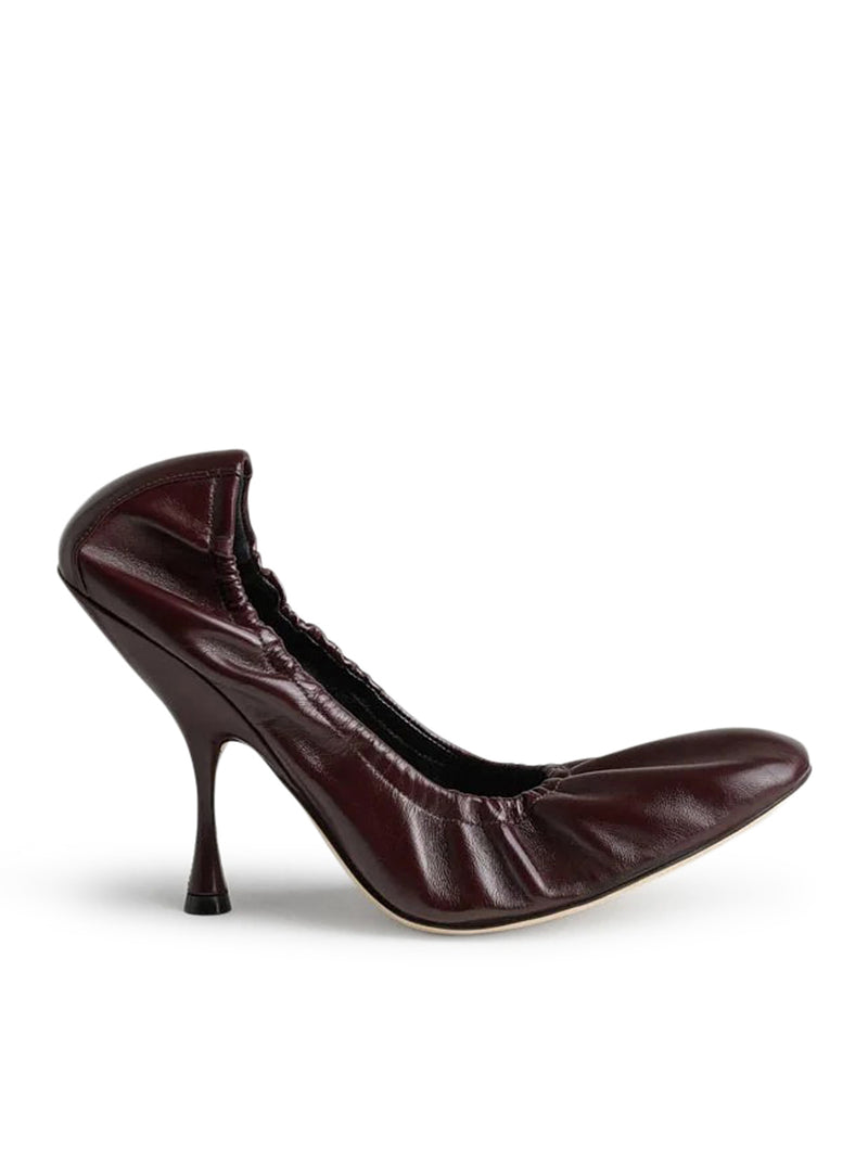 PUCKER PUMP 100 IN BURGUNDY LEATHER