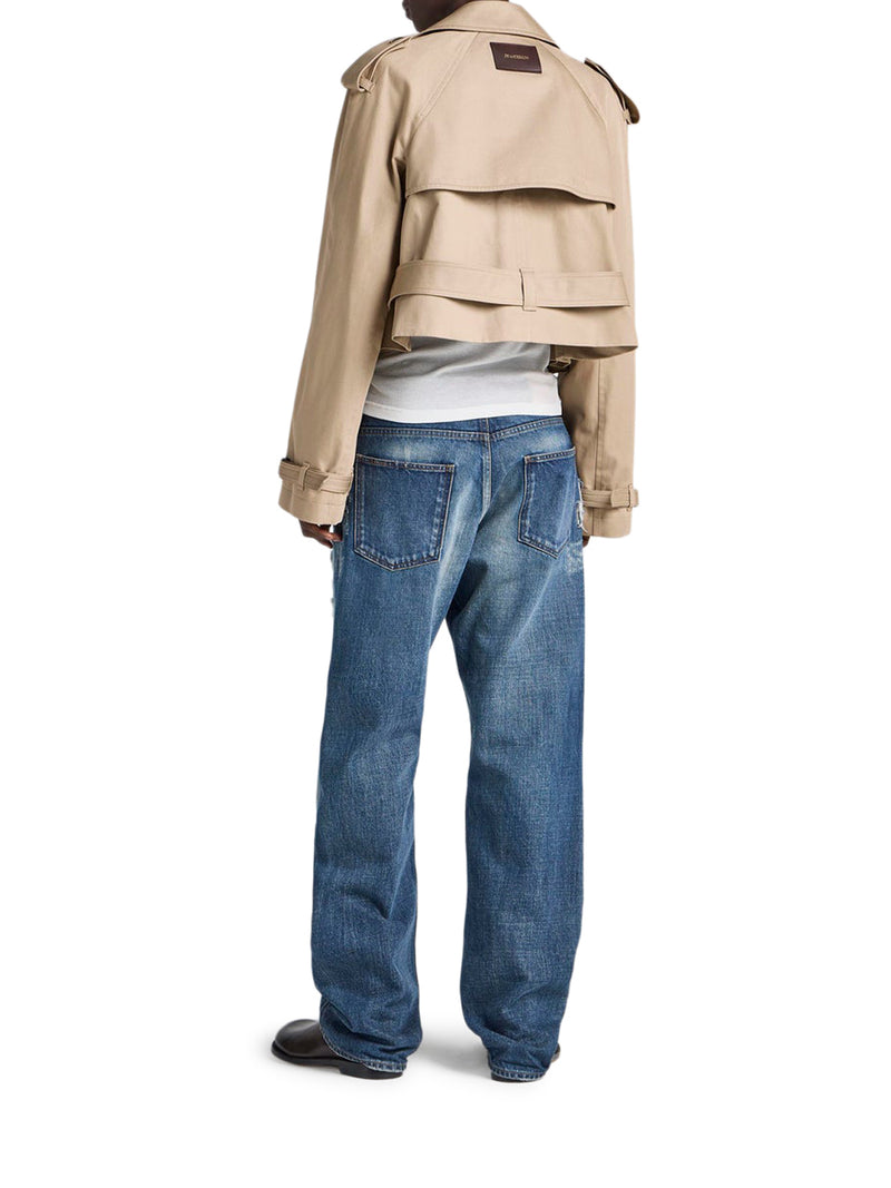WOMENS CROPPED TRENCH IN BEIGE