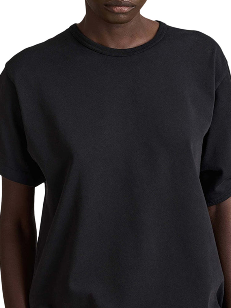 BLACK T-SHIRT WITH KNOTTED SLEEVES