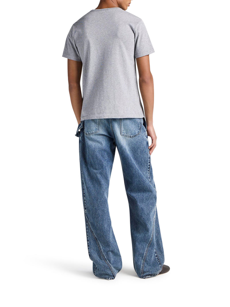 T-SHIRT WITH ANCHOR EMBROIDERED IN MEDIUM GREY MÉLANGE