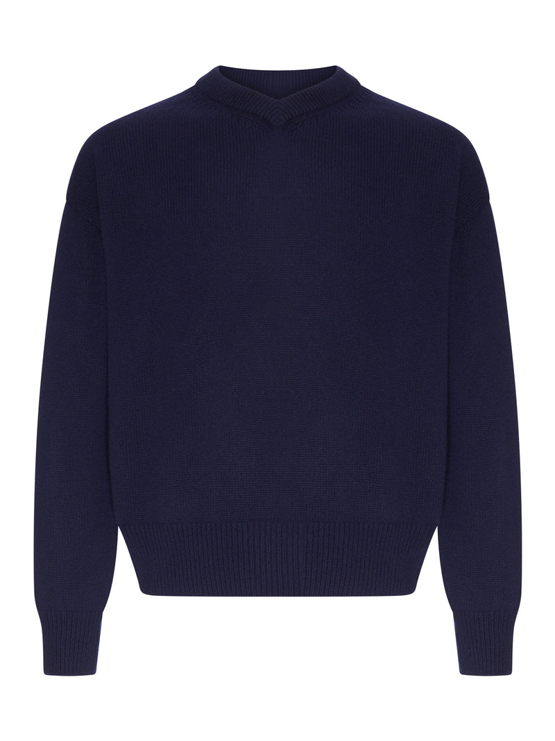 NAVY BLUE V-NECK SWEATER