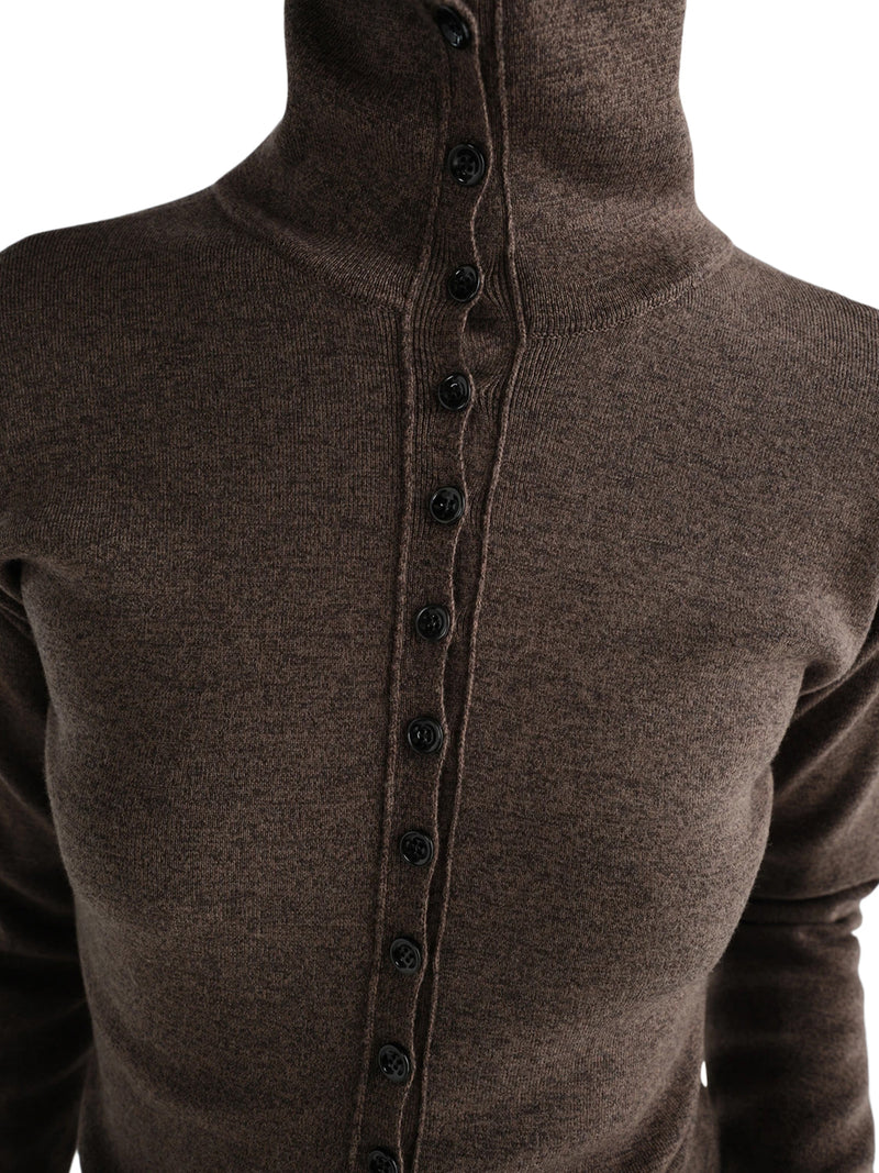 FINE WOOL BUTTON-FRONT CARDIGAN