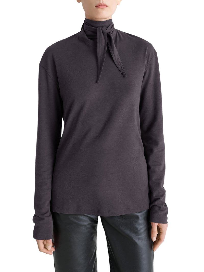 LONG SLEEVE FOULARD TOP IN JERSEY