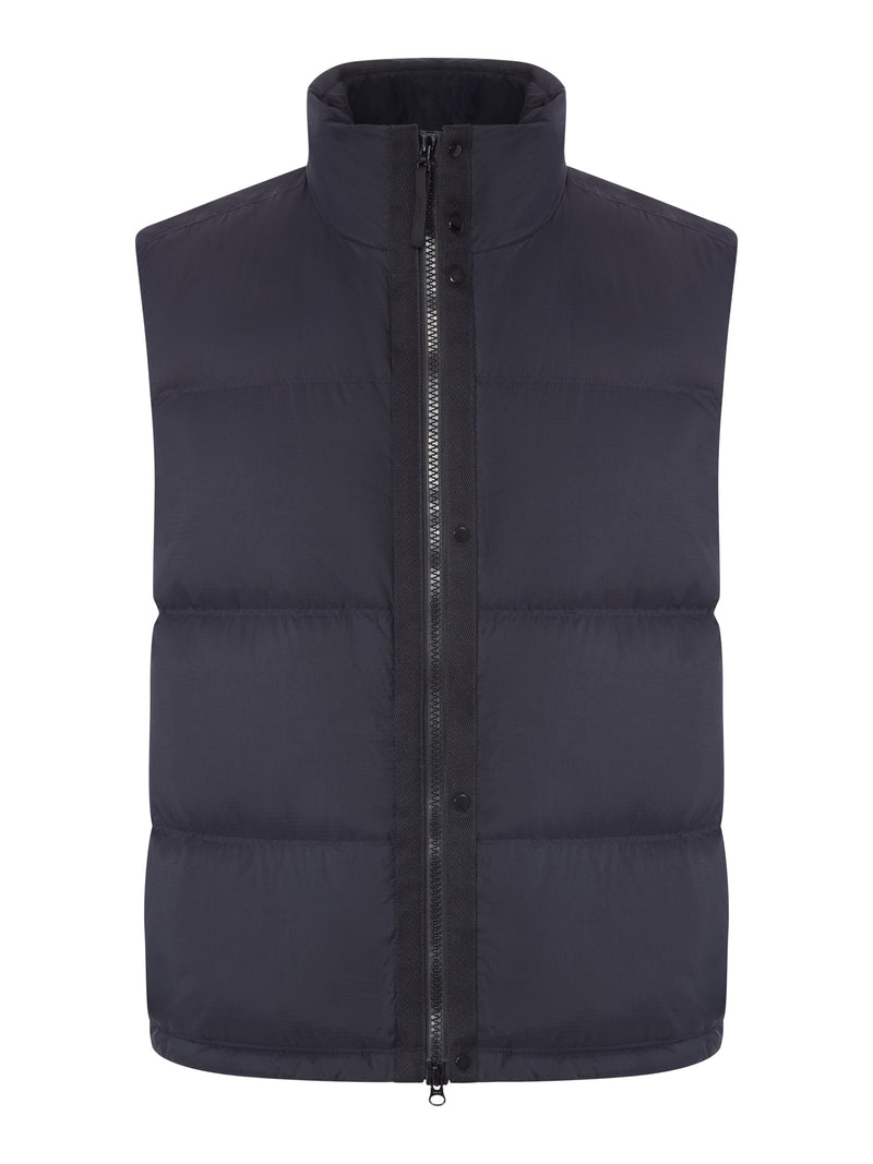 QUILTED NYLON DOWN VEST WITH HIGH COLLAR