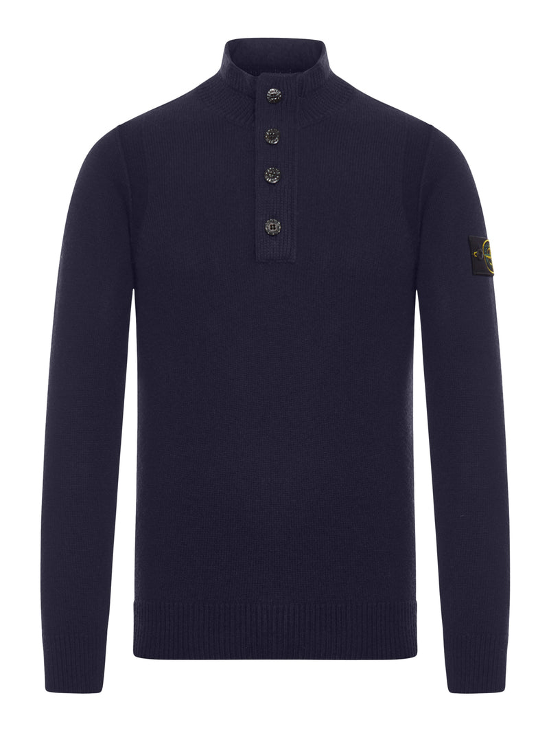 REGULAR FIT SWEATER WITH SHORT ZIP AND FAKE BUTTONS