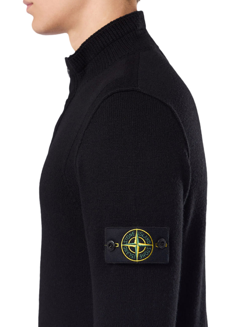 REGULAR FIT SWEATER WITH SHORT ZIP AND FAKE BUTTONS