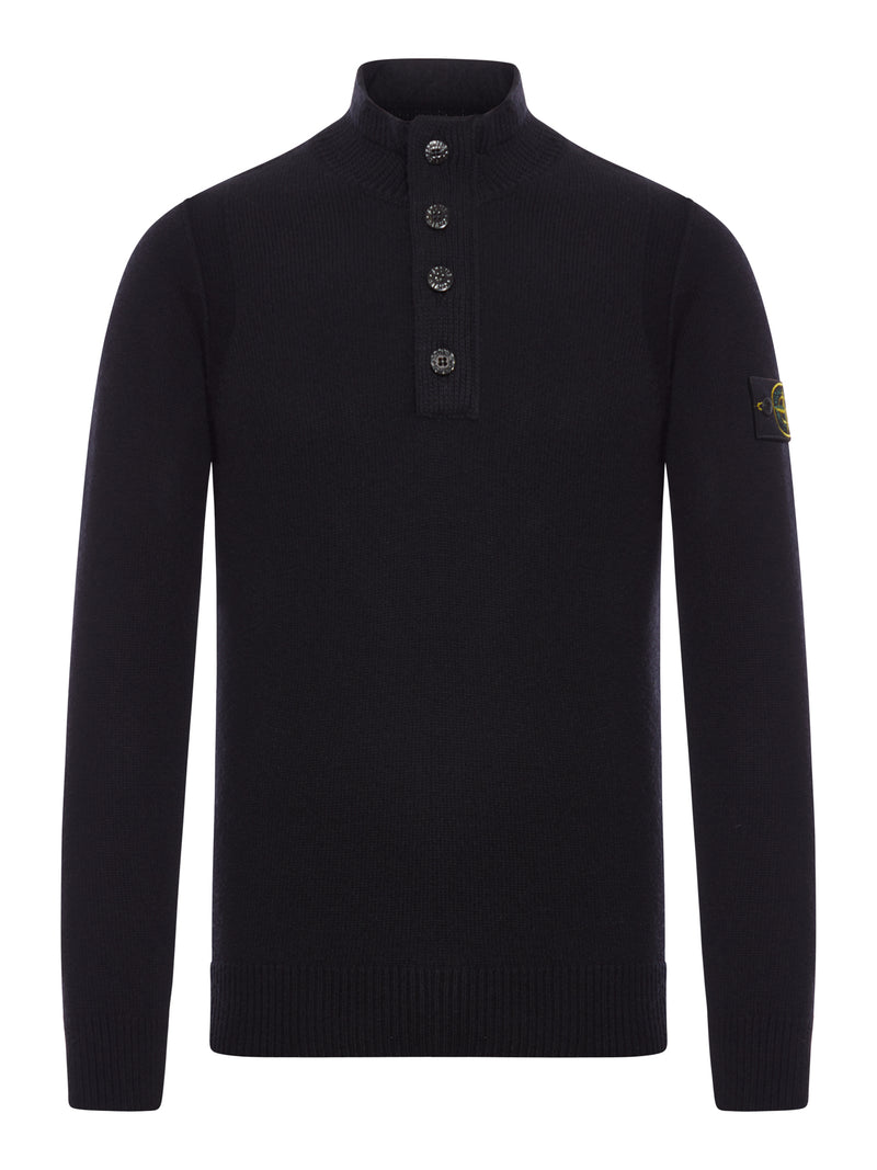 REGULAR FIT SWEATER WITH SHORT ZIP AND FAKE BUTTONS