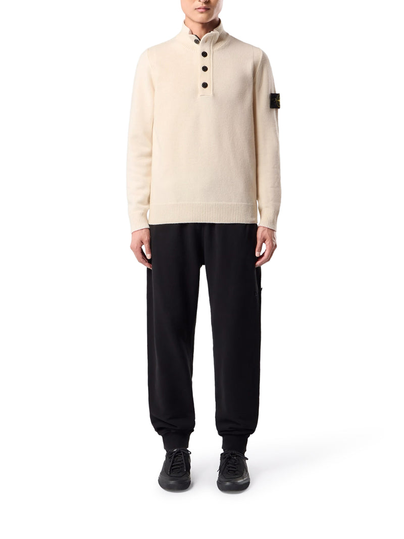 REGULAR FIT SWEATER WITH SHORT ZIP AND FAKE BUTTONS