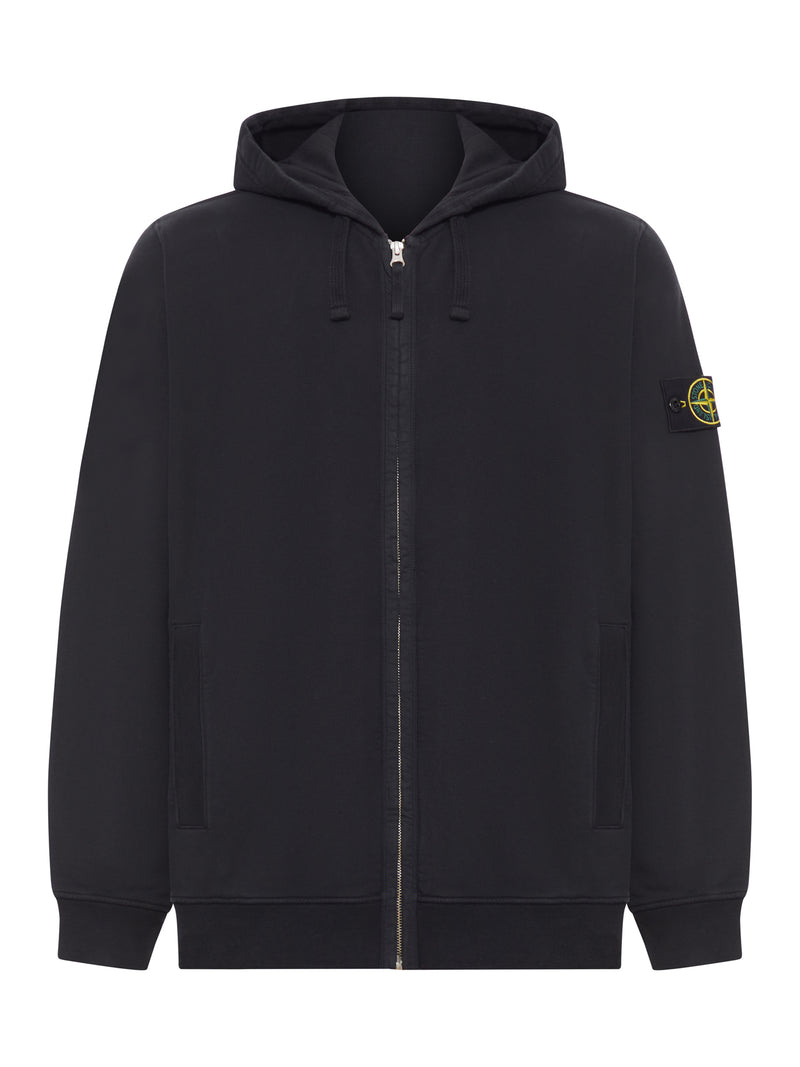 COTTON SWEATSHIRT WITH ZIP, HOOD AND COMPASS LOGO