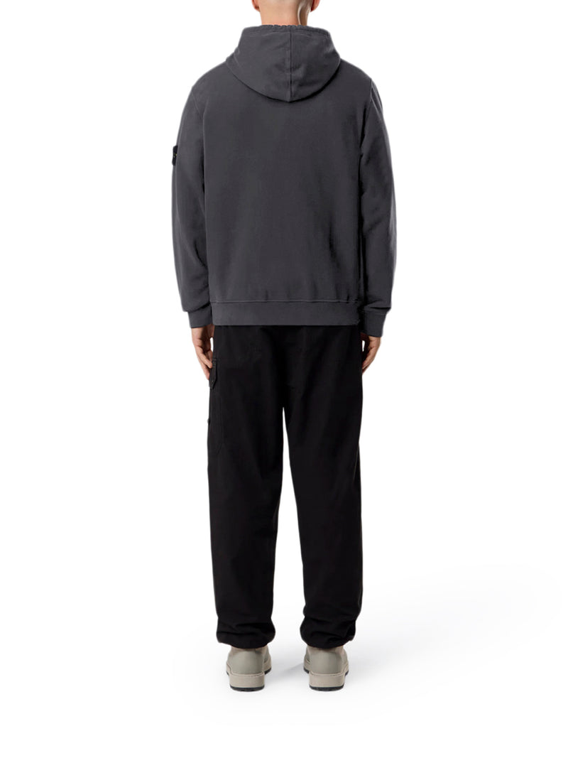 COTTON SWEATSHIRT WITH ZIP, HOOD AND COMPASS LOGO