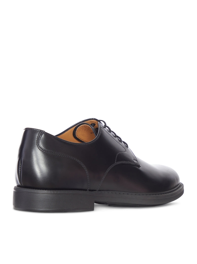 SMOOTH LEATHER DERBY SHOE WITH RUBBER SOLE