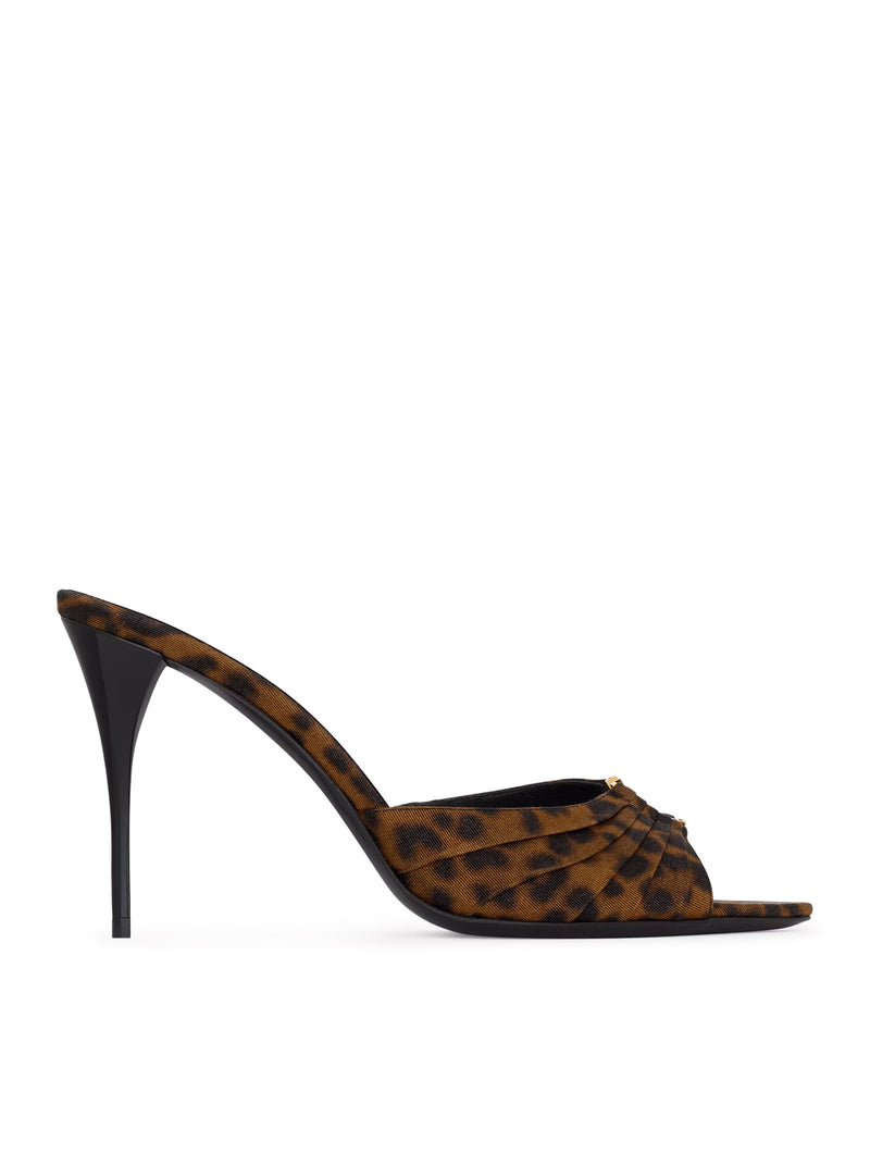 BABYLONE MULES IN LEOPARD-PRINT GROSGRAIN