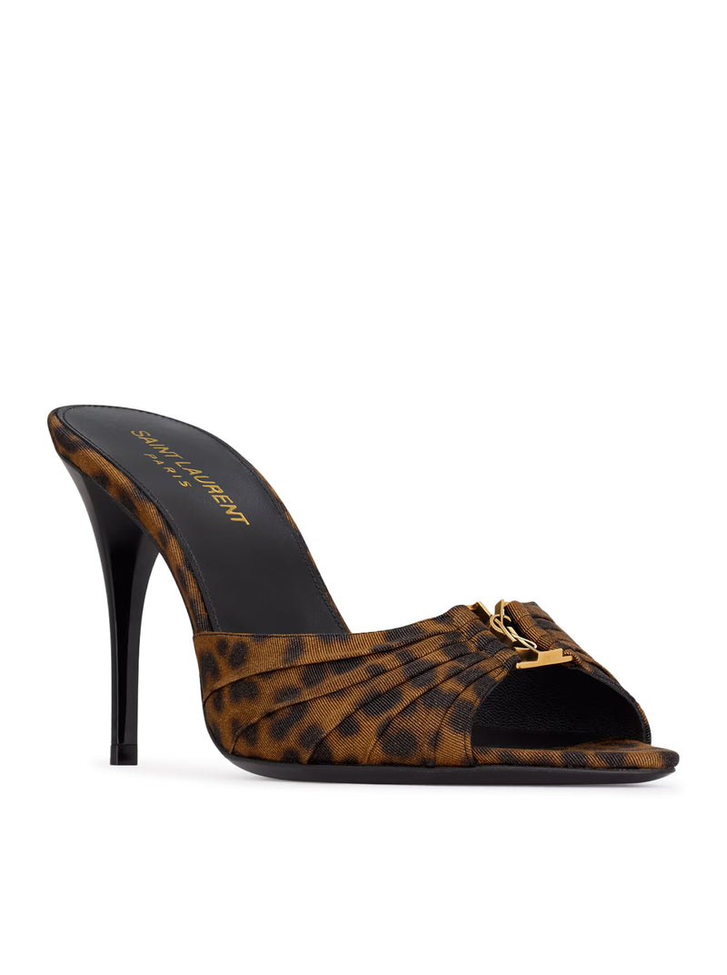 BABYLONE MULES IN LEOPARD-PRINT GROSGRAIN