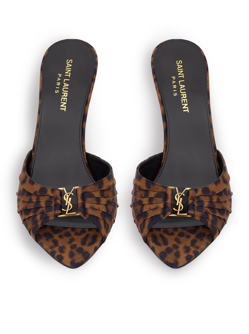 BABYLONE MULES IN LEOPARD-PRINT GROSGRAIN