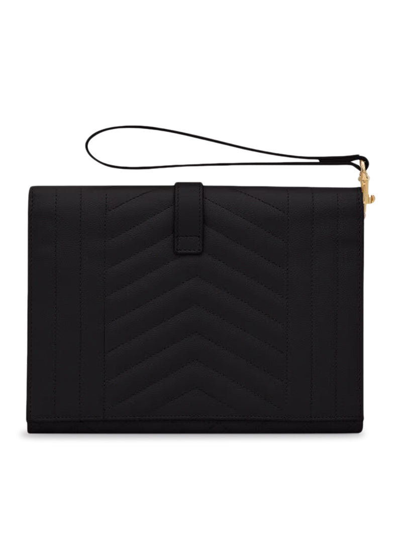 ENVELOPE POUCH IN GRAIN DE POUDRE MIX MATELASSÉ EMBOSSED LEATHER