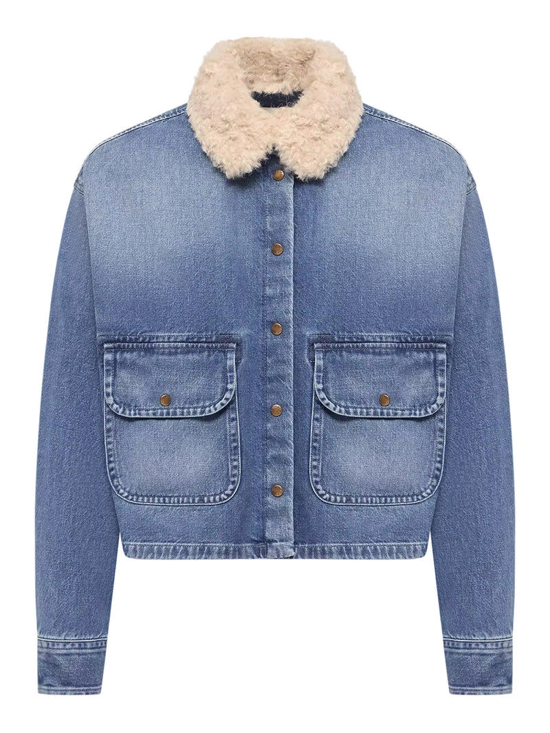 DENIM SHIRT WITH TEDDY TRIM