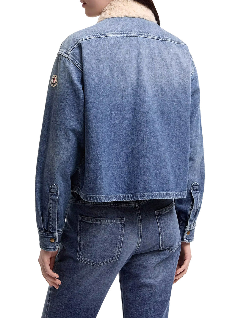 DENIM SHIRT WITH TEDDY TRIM