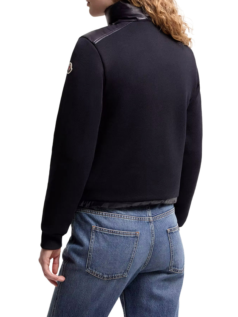 COTTON ZIP-UP SWEATSHIRT WITH NYLON FRONT