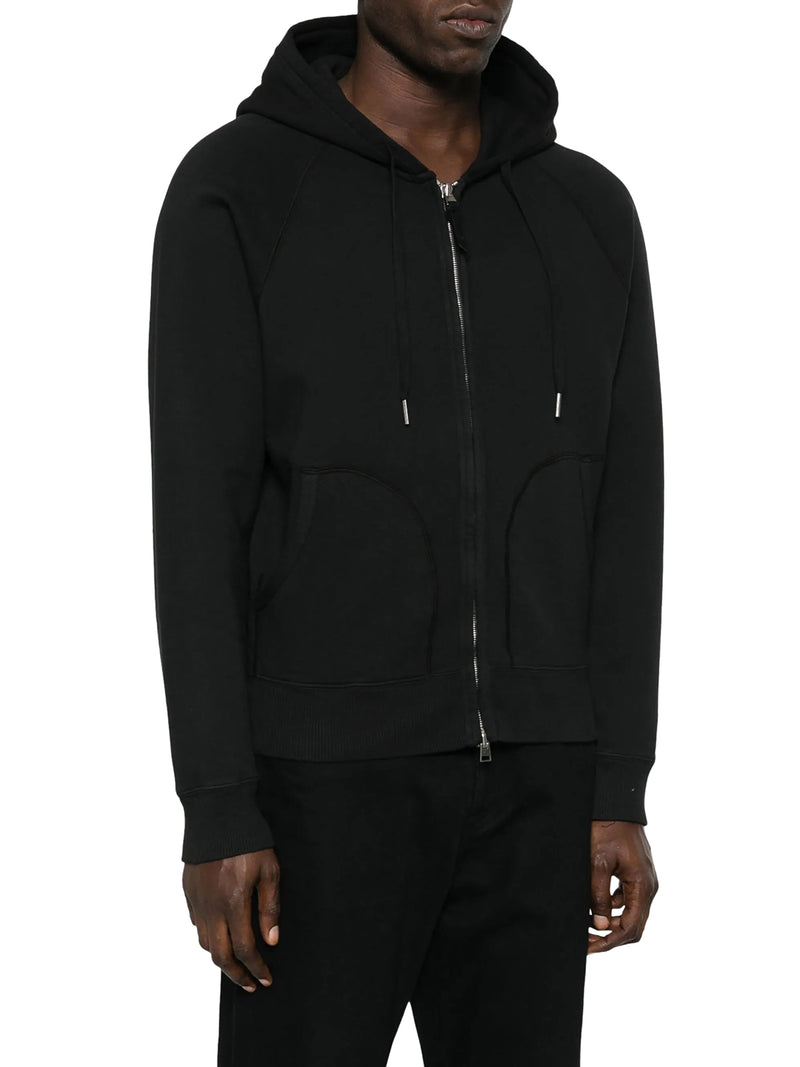 COTTON JERSEY SWEATSHIRT WITH ZIP AND HOOD