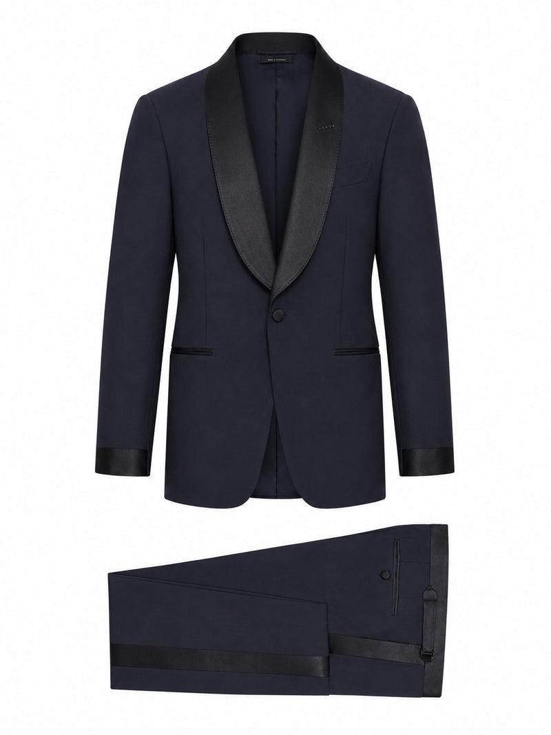 SINGLE BREASTED TUXEDO WITH SILK INSERTS