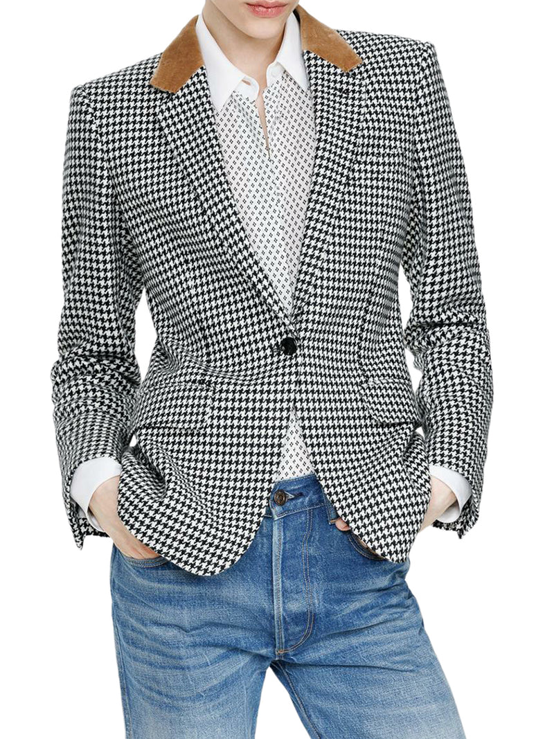BOYFRIEND JACKET IN HOUNDSTOOTH CASHMERE