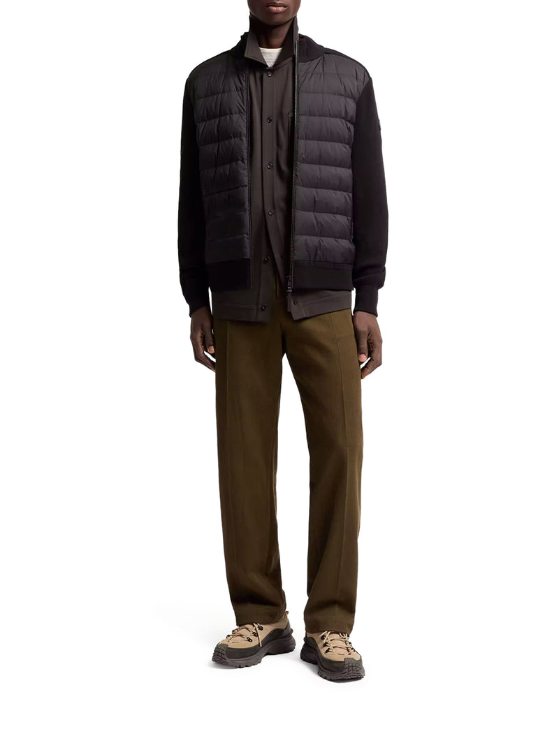 PADDED ZIP-UP CARDIGAN IN A WOOL AND CASHMERE BLEND