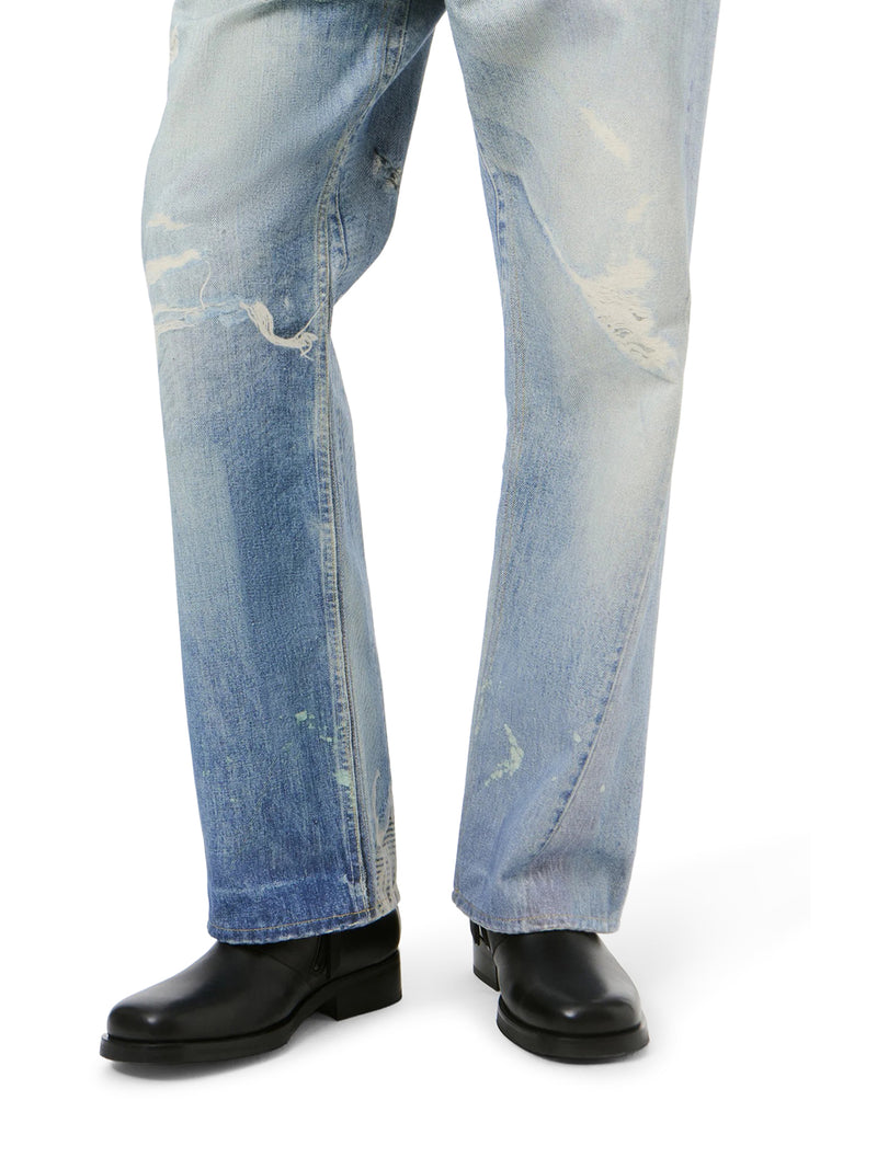 THIRD CUT COTTON JEANS WITH DIGITAL PRINT