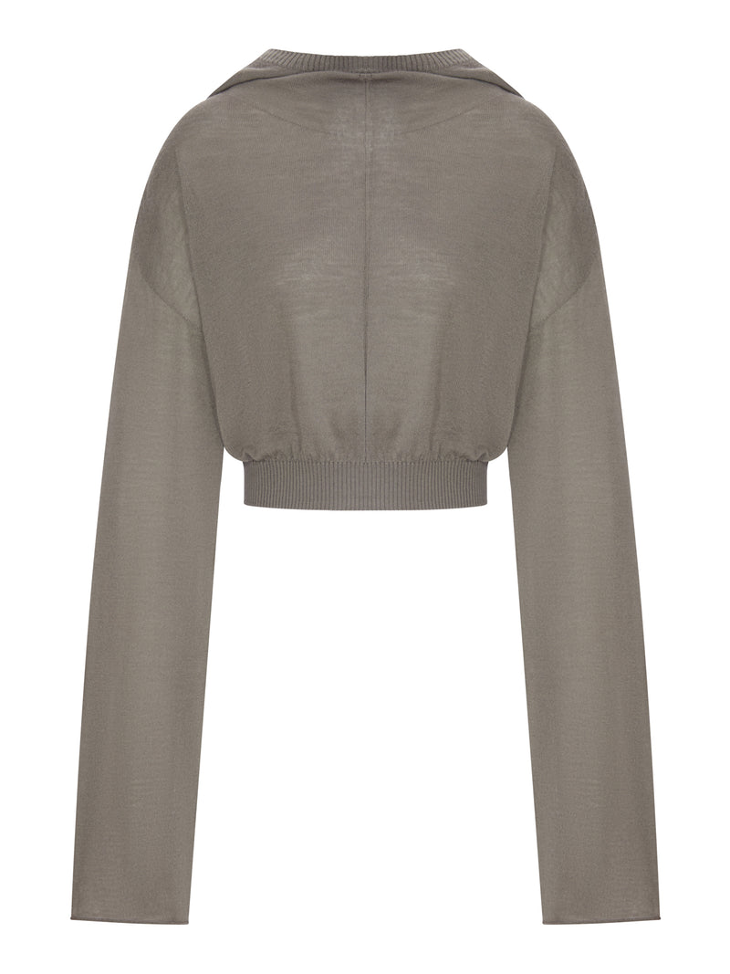 CROPPED KNIT SWEATER WITH HOOD