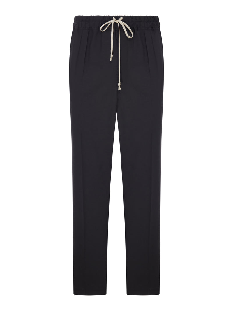 SLIM DRAWSTRING WOOL TROUSERS WITH DRAWSTRING