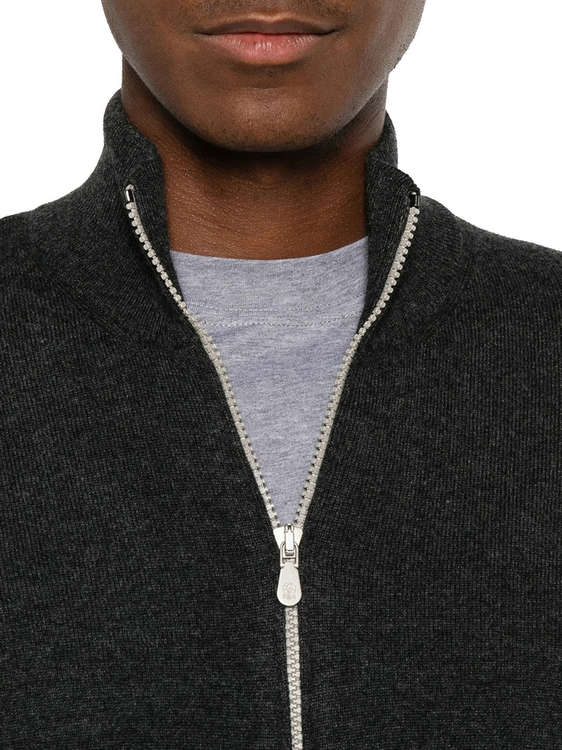 CASHMERE ZIP-UP CARDIGAN